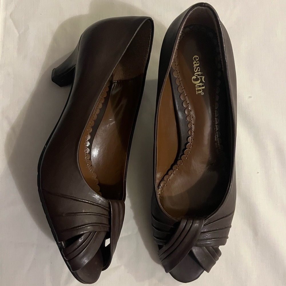 East 5th Brown Peep-Toe Heels - Size 7